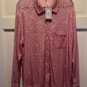 POL Pink Sequin Top